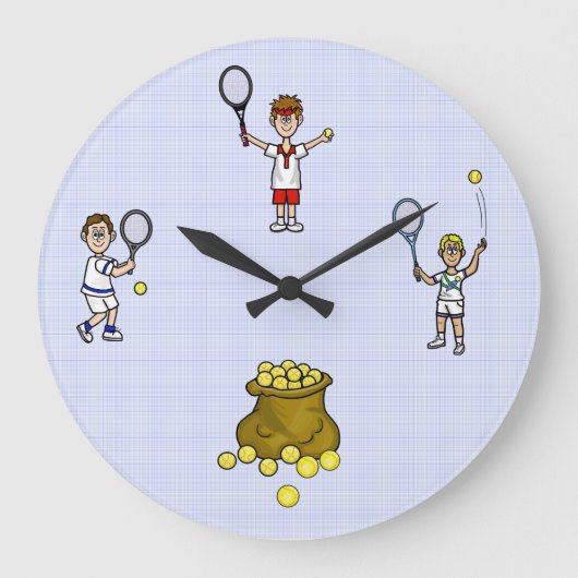 Männliche Tennisspieler Wall Uhr (Vorderseite)