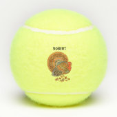 Männliche Türkei in Blätter Herbstfarben Fächert S Tennisbälle (Rückseite)