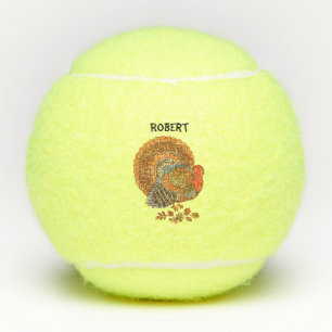 Männliche Türkei in Blätter Herbstfarben Fächert S Tennisbälle