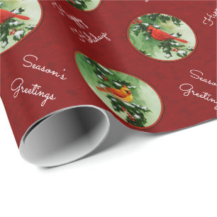 Männliche und Weibliche Kardinale Rot Geschenkpapier
