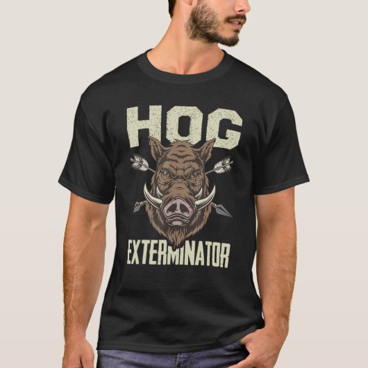 Männliche Vintage Wildschweinjagd Jagdwild Extermi T-Shirt (Vorderseite)