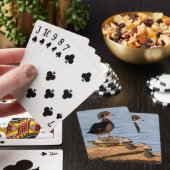 Männliche Waldschnatter auf Rotwangen-Schmuckschil Spielkarten (In Situ)