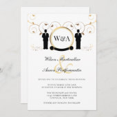Männliche Wedding Gold Elegante Monogram LGBTQ Einladung (Vorne/Hinten)