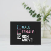 Männliche Weibchen oben nicht! Funny Transgender G Postkarte (Stehend Vorderseite)