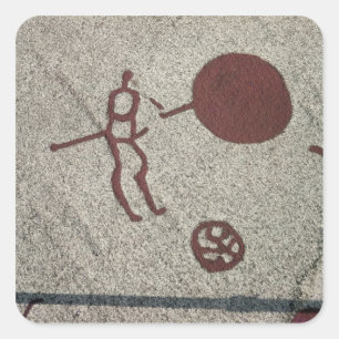 Männliche Zahl mit der Sonne Quadratischer Aufkleber