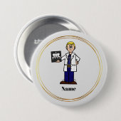 Männlicher Arzt mit Angesagtem X-Ray-Button Button (Vorne & Hinten)