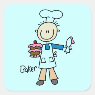 Männlicher Bäcker Quadratischer Aufkleber
