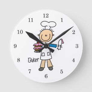 Männlicher Bäcker Runde Wanduhr