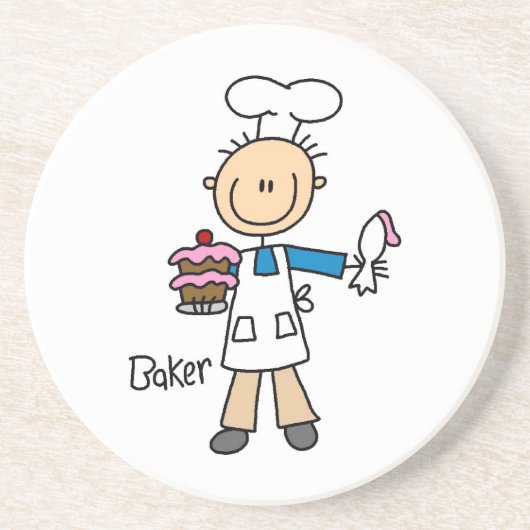 Männlicher Bäcker Sandstein Untersetzer (Vorne)