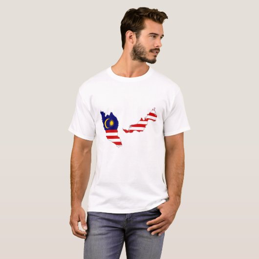 Männlicher Basic-T - Shirt mit malaysischer Flagge (Vorne ganz)