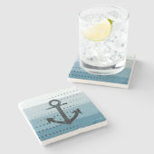 Männlicher blauer Anker-Seemuster-Entwurf Steinuntersetzer (Seitenansicht)