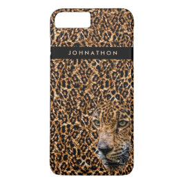 Männlicher Brown-Leopard-Pelz mit Namens- und Case-Mate iPhone Hülle