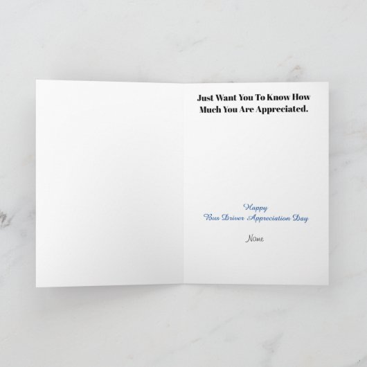 Männlicher Busfahrer Danke Karte (Innenseite)