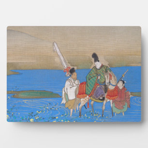 Männlicher Courtier am Horseback Crossing River (1 Fotoplatte