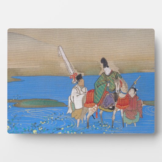 Männlicher Courtier am Horseback Crossing River (1 Fotoplatte (Vorderseite)