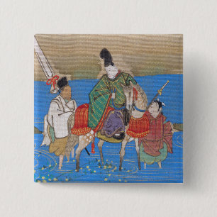 Männlicher Courtier am Horseback Crossing River ( Button