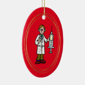 Männlicher Doktor mit Big Spritze Weihnachtsschmuc Keramik Ornament (Rechts)