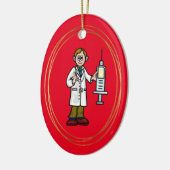 Männlicher Doktor mit Big Spritze Weihnachtsschmuc Keramik Ornament (Links)
