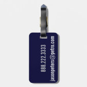 Männlicher einfacher personalisierter gepäckanhänger (Rückseite vertikal)