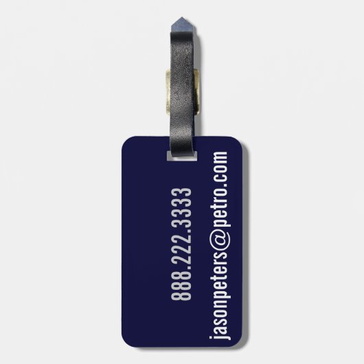 Männlicher einfacher personalisierter gepäckanhänger (Rückseite vertikal)