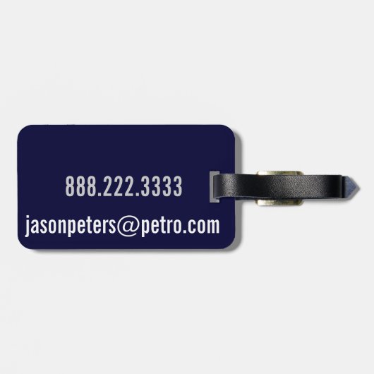 Männlicher einfacher personalisierter gepäckanhänger (Rückseite horizontal)