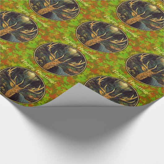 Männlicher Elch mit Herbstblättern Geschenkpapier (Ecke)