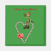 Männlicher Elf-Zuckerstange-Herz-Weihnachtsfeierta Magnet (Vorne)