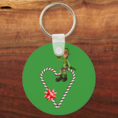 Männlicher Elf-Zuckerstange-Weihnachtsfeiertag Key Schlüsselanhänger (Vorderseite)