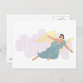 Männlicher Engel vor Lila Wolken Postkarte (Vorne/Hinten)