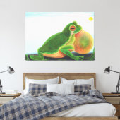 Männlicher Frosch singt ein Lied, um einen Partner Leinwanddruck (Insitu (Schlafzimmer))