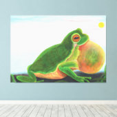Männlicher Frosch singt ein Lied, um einen Partner Leinwanddruck (Insitu (Holzboden))