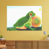 Männlicher Frosch singt ein Lied, um einen Partner Leinwanddruck (Insitu (Wohnzimmer))