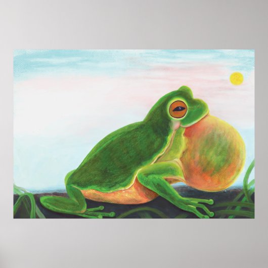 Männlicher Frosch singt ein Lied, um einen Partner Poster (Vorne)