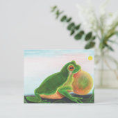 Männlicher Frosch singt ein Lied, um einen Partner Postkarte (Stehend Vorderseite)