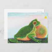 Männlicher Frosch singt ein Lied, um einen Partner Postkarte (Vorne/Hinten)