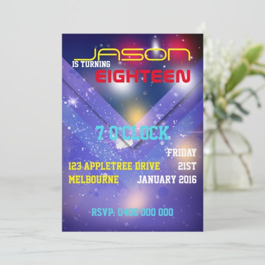 MÄNNLICHER GEBURTSTAG EINLADUNG (Stehend Vorderseite)