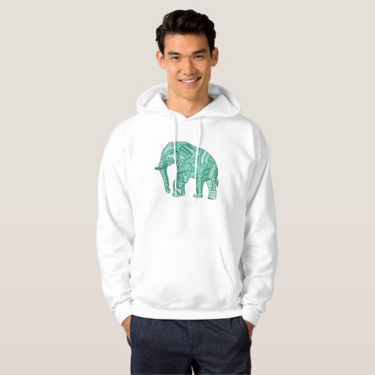 Männlicher Gemusterter Elefant Hoodie (Vorne ganz)