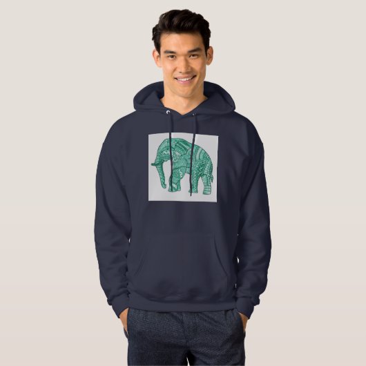 Männlicher Gemusterter Elefant Hoodie (Vorne ganz)