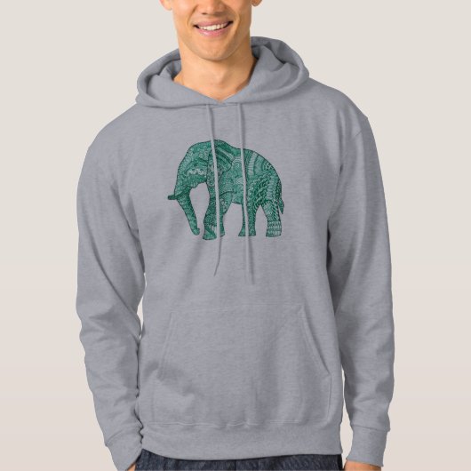 Männlicher Gemusterter Elefant Hoodie (Vorderseite)