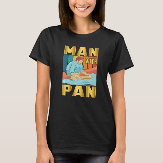 Männlicher Gold Panning Mann mit Pan-Gold-Prospekt T-Shirt (Vorderseite)