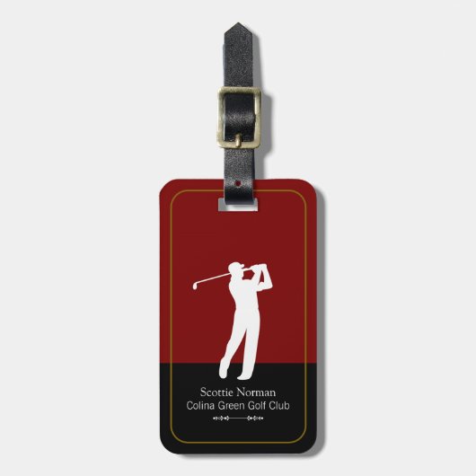 Männlicher Golfer Elegant Modern Gepäckanhänger (Vorderseite vertikal)