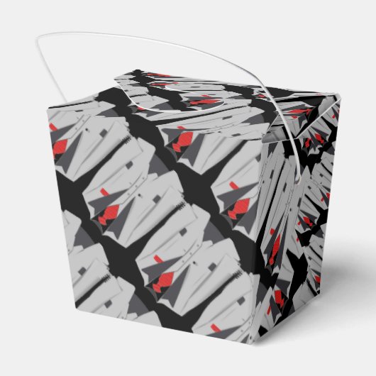 Männlicher Grauer Anzug und Rote Krawatte Greifkas Geschenkschachtel (Rückseite)