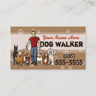 Männlicher Hundewanderer-Hundetrainergehender Visitenkarte