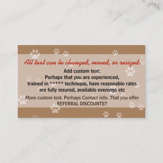 Männlicher Hundewanderer-Hundetrainergehender Visitenkarte (Rückseite)