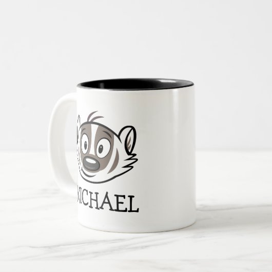 Männlicher Känguru-Dachs-Gesicht Ricky Waschbär-| Zweifarbige Tasse (Vorderseite Links)