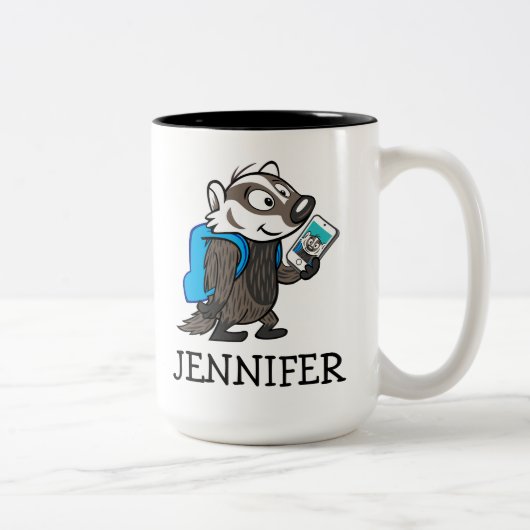 Männlicher Känguru-Dachs Selfie Ricky Waschbär-| Zweifarbige Tasse (Rechts)