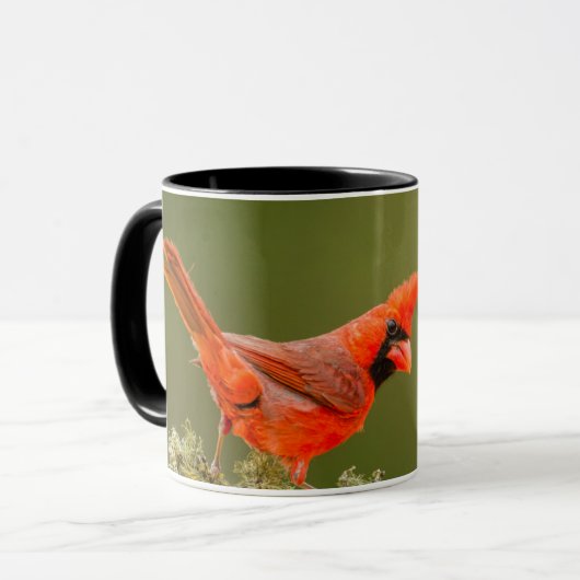 Männlicher Kardinal auf Ast Tasse (Vorderseite Links)