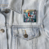 Männlicher Kardinal im Mondlicht Kirschblüten Button (Beispiel)