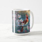 Männlicher Kardinal im Mondlicht Kirschblüten Kaffeetasse (VorderseiteRechts)