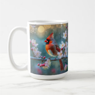 Männlicher Kardinal im Mondlicht Kirschblüten Kaffeetasse